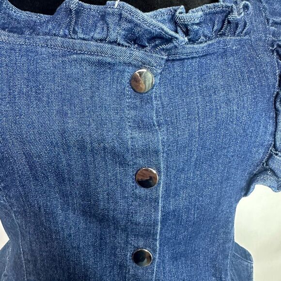 Story On Ruffled Denim CropTop Size L NWT - Picture 9 of 15